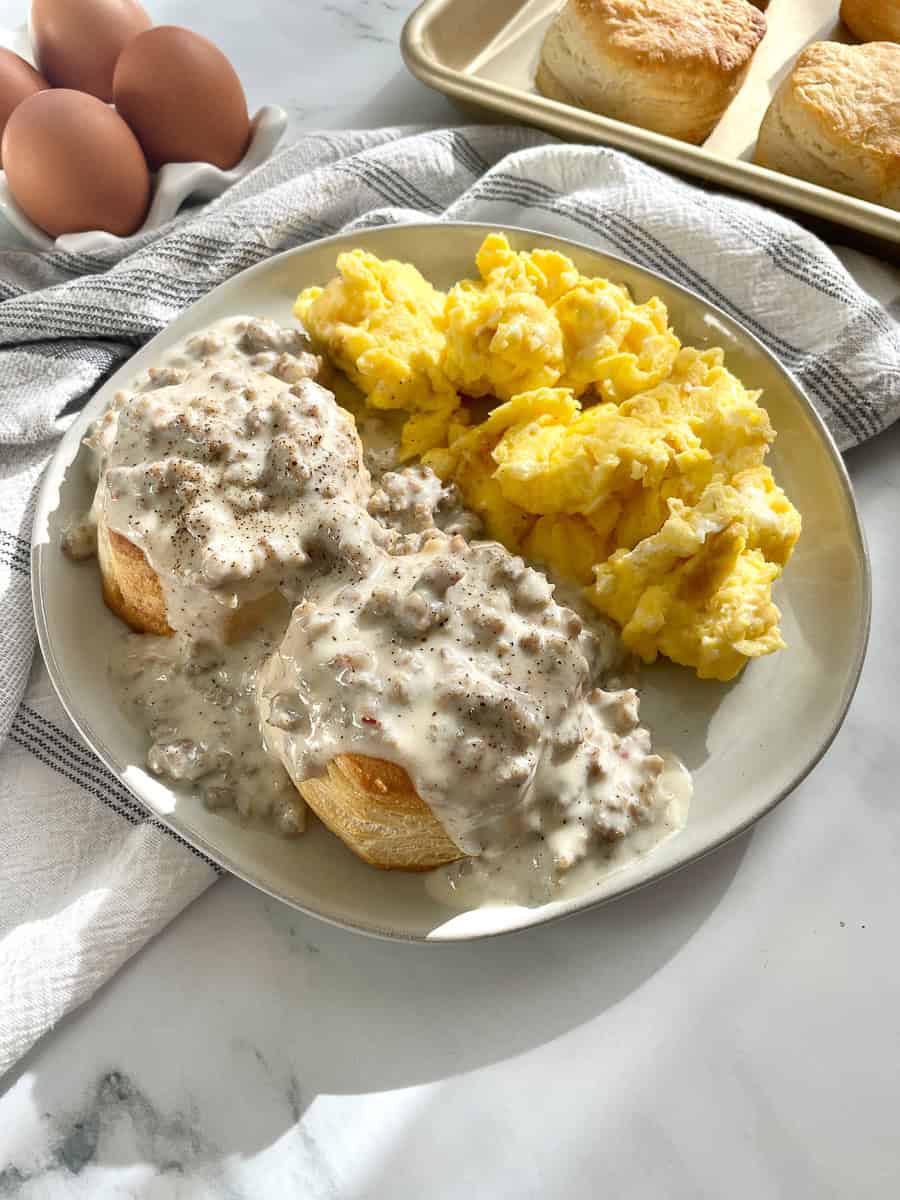 Easy Sausage Biscuits and Gravy From Scratch The Savory Chopstick