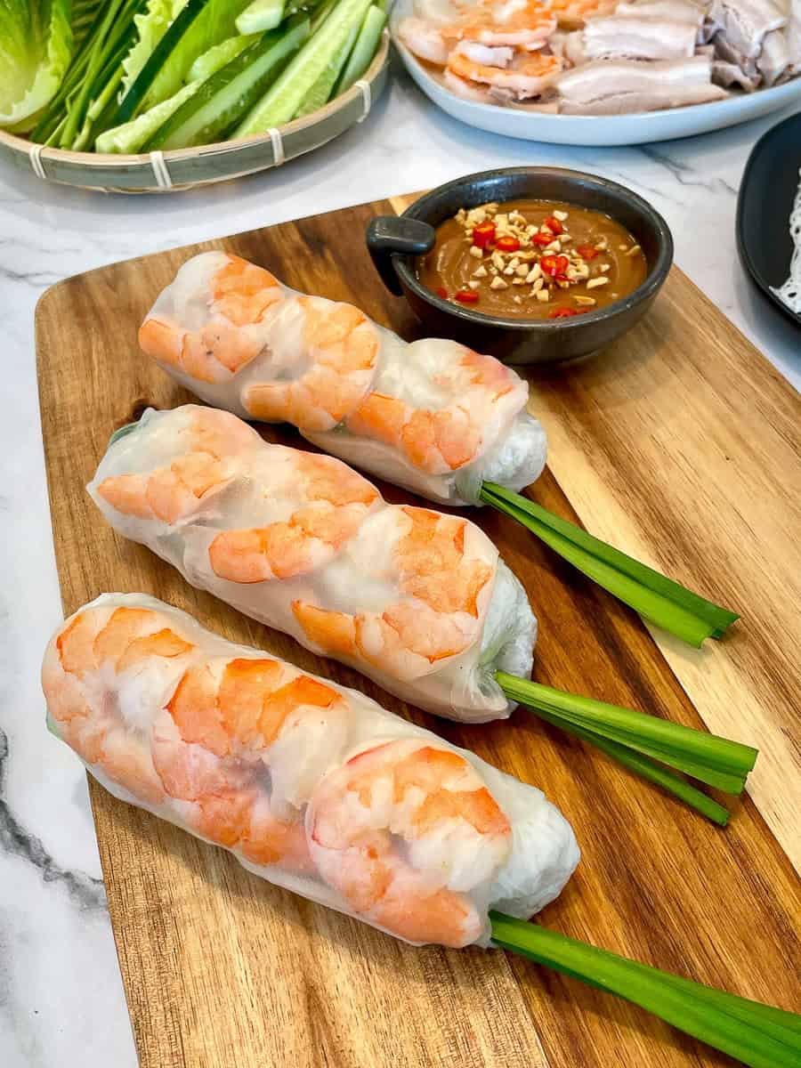 Vietnamese Spring Rolls with Easy Peanut Sauce – The Savory Chopstick