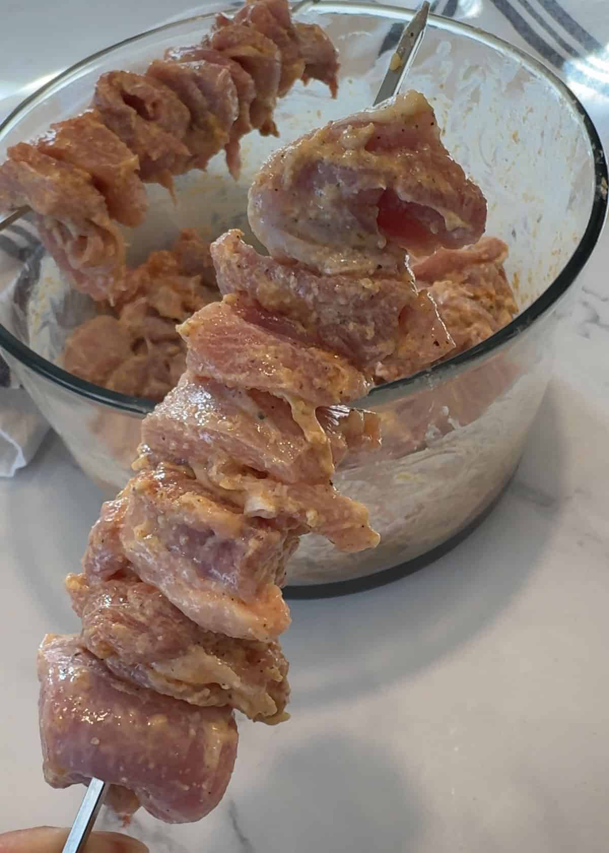 Garlic Parmesean Chicken metal Skewers-5