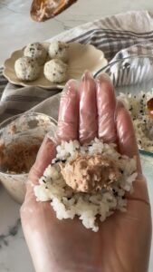 Jumeokbap Korean Rice balls filing