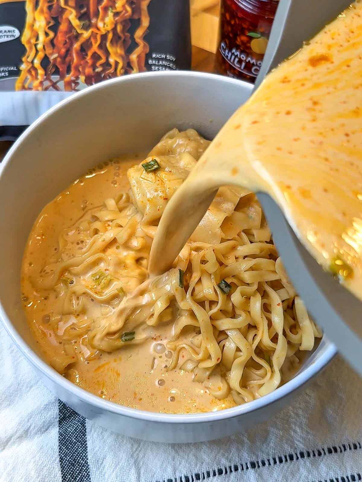 Adding chili crisp to creamy curry noodle soup