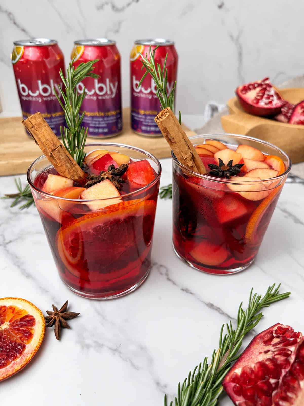 2 cups of Cranberry pomegranate juice and fresh fruit for non alcoholic sangria